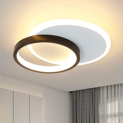 NETTLIFE Plafondlamp LED - rond - Wit en Zwart - 24.5cm - 2-Lichts - 3000K Warm Wit Licht - Moderne Slaapkamerverlichting - voor Keuken | Woonkamer | Hotel - 22W