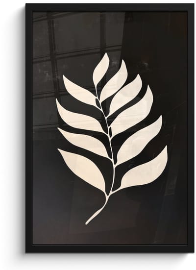 Poster in lijst - Fotolijst 40x60 cm - Posters - Blad - Wit - Minimalistisch - Posterlijst zwart - Decoratie - Wanddecoratie woonkamer - Muurdecoratie slaapkamer