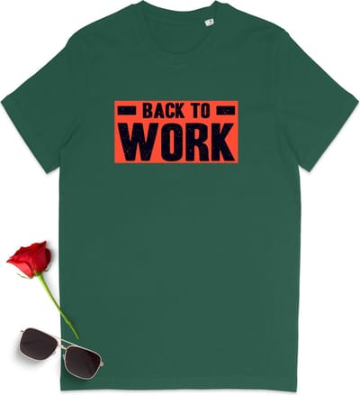 Stanley/Stella - Dames en heren t shirt - Back to Work - Grappig tshirt voor mannen en vrouwen - Unisex maten: S t/m 3XL - Shirt kleuren: zwart, wit en groen.