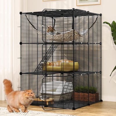 TADES® Kattenbench - Kattenren - Kattenkooi - Kattenhuis - Kattenhok - Katten Huis - Kattenhuisjes Binnen - Kattenhuis Voor Buiten - Kattenhuis Buiten