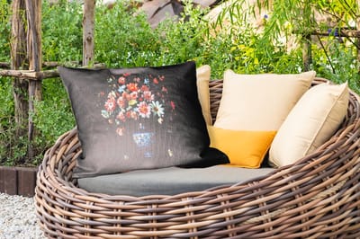 Buitenkussens - Hout - Vaas - Kleuren - Bloemen - 60x40 cm - Weerbestendig