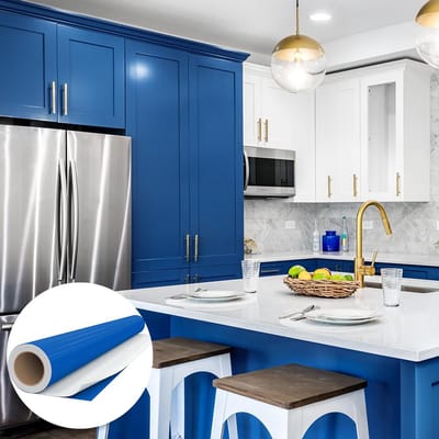 Waterdichte zelfklevende vinylsticker op rol per meter - Afwasbare sticker voor keuken, meubels, kasten, deuren - 60 cm x 10 m - Marineblauw