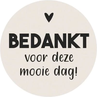 Sticker Bedankt voor deze mooie dag - bedanksticker bruiloft - huwelijk sticker - sluitsticker cadeau - feest bedankje - 20 stuks