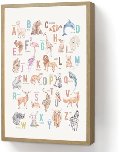 Nachtlampje 40x60 cm - Kinder lamp - Alfabet - Educatief - Letters leren voor kinderen - Wilde dieren - Kleurrijk - Tafellamp kinderkamer draadloos - Slaapkamer lampje - Bedlamp kinderen - Kinderlampje - Wandlamp babykamer - Nachtlampjes
