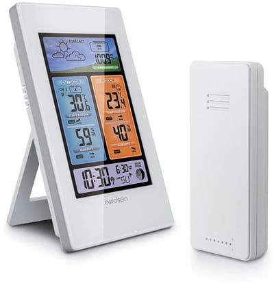 Weerstation Draasloos Binnen/Buiten - Weerstation - Wit - Draadloze Sensor - Maanfaseweergave - Voor Binnen en Buiten