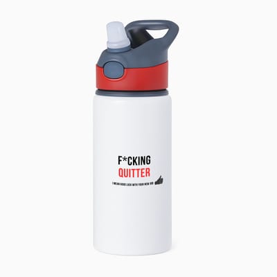 Hacebo® - fucking quitter I mean goodluck with your new job waterfles met rietje rood - iemand die ontslag neemt - collega's - werknemers - verjaardagscadeau - verjaardag - cadeau - afscheidscadeau - geschenk - water fles - 650ML