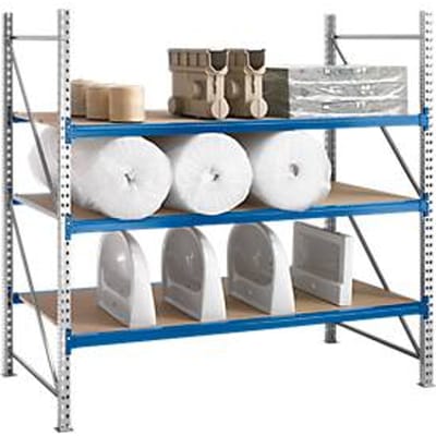 Stellingsysteem WR 600, basissectie, dwarssteun blauw, met 3 niveaus, 2500 x 1800 x 1050 mm