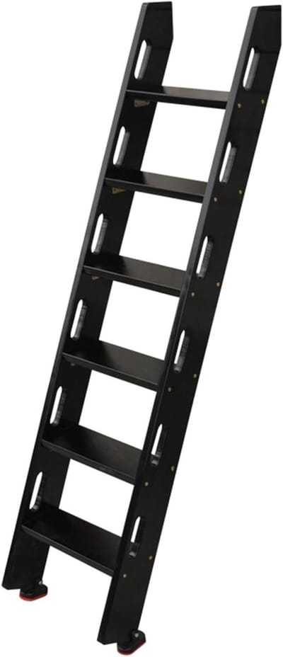 Stapelbedladder Hout - Hoogslaper Ladder - Veilig Bed In - Extra Brede Treden - 10 cm Breed - Zwart