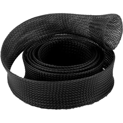 Gevlochten Sleeve Uitbreidbaar Casting Vishengel Hengel Beschermhoes (Zwart Geel) black