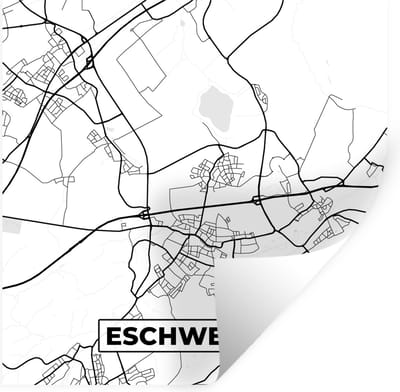Muurstickers - Sticker Folie - Eschweiler - Stadskaart - Plattegrond - Kaart - 100x100 cm - Plakfolie - Muurstickers Kinderkamer - Zelfklevend Behang XXL - Zelfklevend behangpapier - Stickerfolie