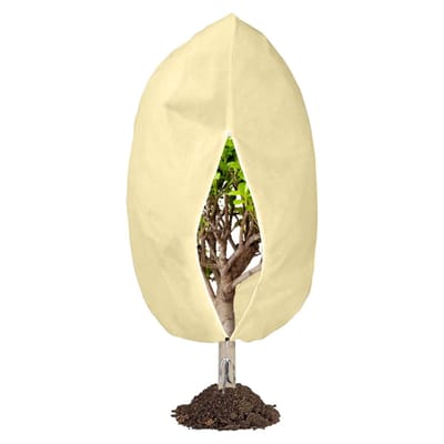 QTTVBTNA - Planten Beschermhoes - Vorstbestendig & ademend - Tuin & Buiten Gebruik - Planten Bescherming - Met rits en trekkoord - Beige - 80x100cm - 1 Stuk