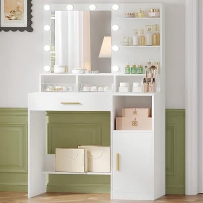 Make Up Tafel met Spiegel - Kaptafel voor Meisjes - Hollywood Spiegel met Verlichting - Meisjeskamer