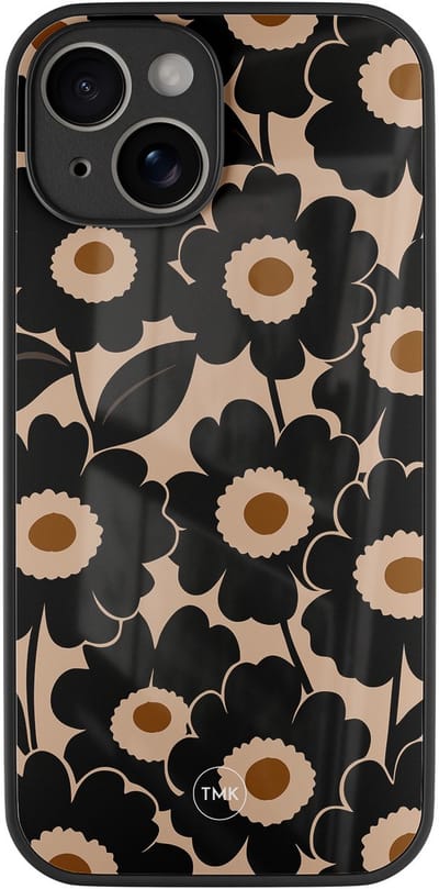 Hoesje geschikt voor Apple iPhone 14 - Bloom luxe - Zwart - TPU luxe case (glossy toplaag) - Bloemen - Hardcase backcover zwart