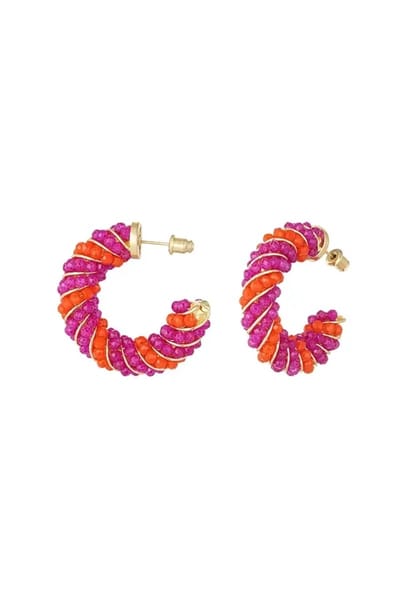 Twisted grace oorbellen - oranje - roze - koningsdag- tijdloos- stijlvol- cadeau