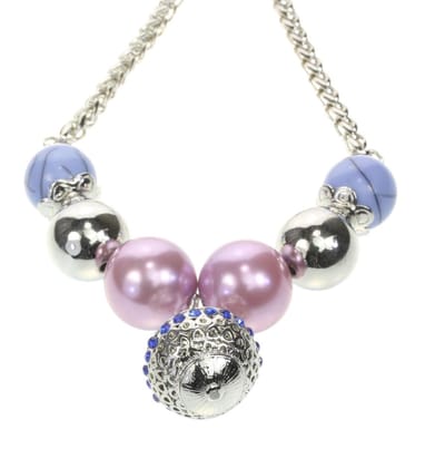 Behave - Ketting met grove parels en hanger met steentjes - 41,5 cm