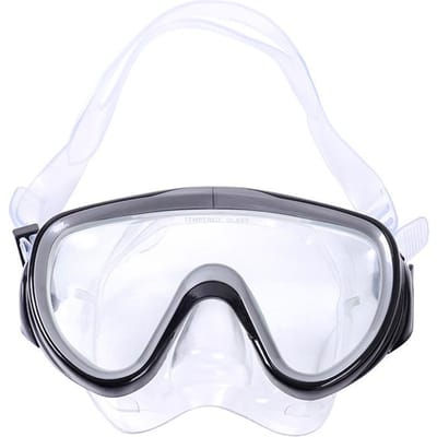 Volwassene Heren en Dames Universele Duikbril Gehard Glas Oogbescherming Groot Frame Masker Snorkelmasker Zwembril one size zwart