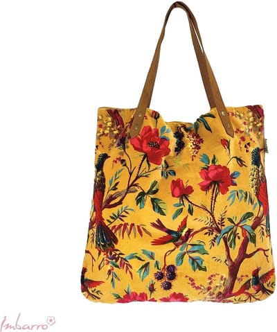 Imbarro - Tas -Shopper - Paradise - Yellow- Geel - 100% Katoen Velvet