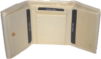 Oi goudkleurige leren compacte damesportemonnee / dames of heren beurs 3-luik afsluitbaar / Trifold portemonnee met ritsje en bakje voor muntgeld / RFID SAFE / champagnekleurig leer / 542Gold