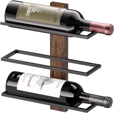Ploutus® Wijnrek Muur - Wijnrekken – Wijnflessenhouder - Zwart - 33cm x 10cm x 5cm
