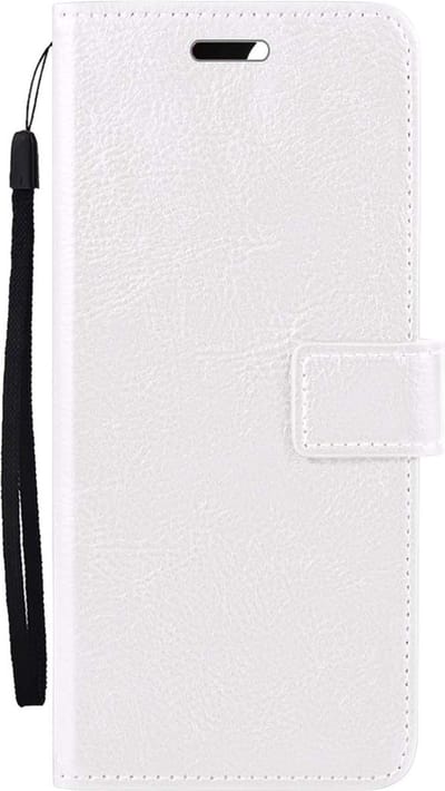 Hoes - Met Pasjeshouder - Geschikt voor Samsung Galaxy S23 FE - Luxe Bookcase Portemonee - Flip Case - Kunstleer Book Case - Flipcase - Book Cover - Walletcase - PortemonneeHoes - Wit