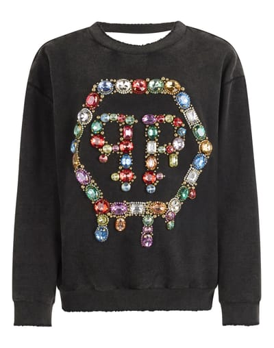 Open Back Sweatshirt Hexagon Stones
