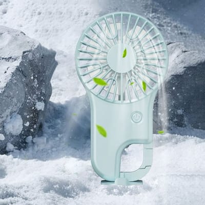 Mini Ventilator - Met Karabijnhaak - USB Oplaadbaar - 3 Snelheden - Stille Werking - 800mAh Batterij - Draagbaar en Lichtgewicht - Voor Outdoor en Reizen - Blauw