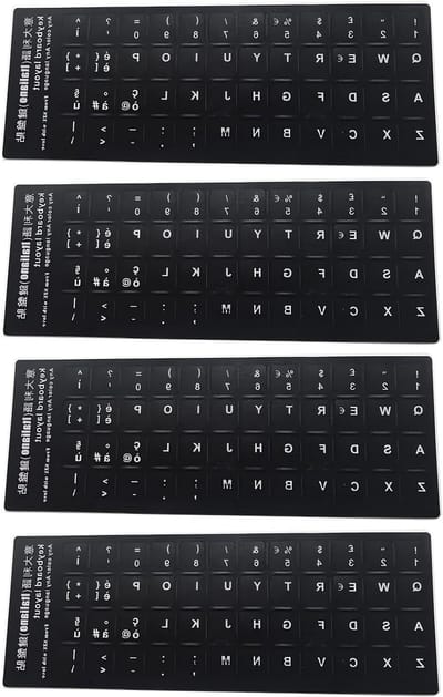 Set van 4 Waterdichte Toetsenbordstickers, Robuust en Gemakkelijk aan te Brengen, Geschikt voor Standaard en Laptop Toetsenborden