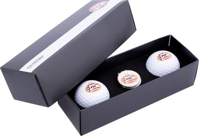 XQMax - PSV Golfballen Giftset - 2 PSV Golfballen Met PSV Golfbal Marker