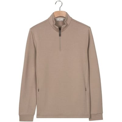 Thomas Maine Trui Uni Color Sweat Half Zip Greige / male