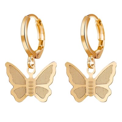 Fako Bijoux® - Minimalistische Oorbellen - Vlindertjes - Ring Oorbellen - Goudkleurig