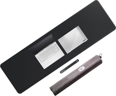 Leren Bureau Mat Bescherming 130x40cm - Extra Grote Desk Mat voor Computer en Muismat (Zwart)