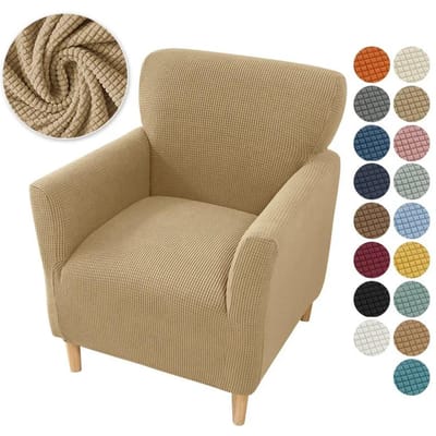 Polar Fleece Kuipstoelhoes Stretch Spandex Club Sofa Fauteuil Hoeslaken Elastische Eenpersoons Bankhoezen voor Studie Bar Counter beige