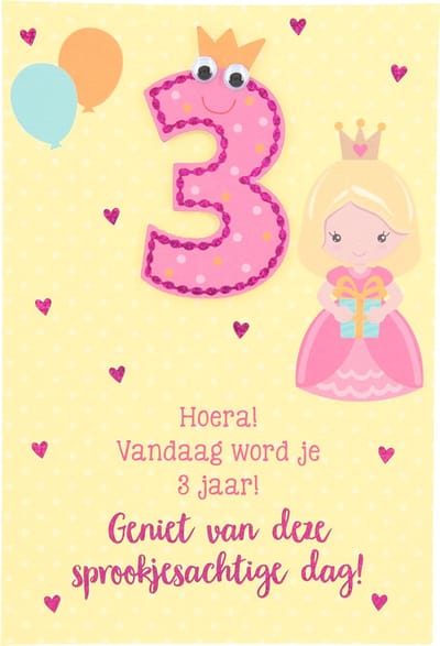 Cijferkaarten - De mooiste Leetijd - Verjaardagskaart Hoera! Vandaag word je 3 jaar! Geniet?