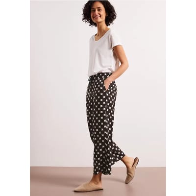 High Waist broek met Wide Legs en print
