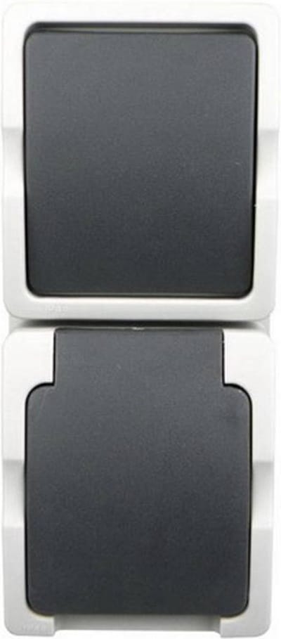 Ratio Schakelaar en stopcontact - spatwaterdicht - verticaal - IP54 - 250V - 16A - plastic