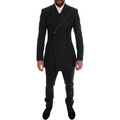 Dolce & Gabbana Grijs Wollen Dubbel Gebreid 3-Delig Pak voor heren