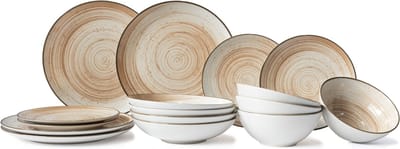 Cosy & Trendy Serviesset Sintra Terracotta 16-delig - Servies Set 4 Personen - Modern Design Aardewerk - Vaatwasser- & Magnetronbestendig