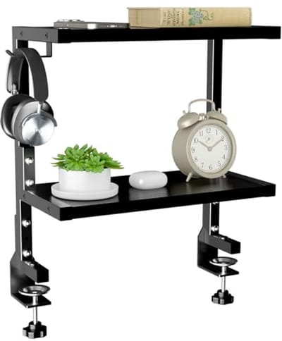 Bureau Opbergrek 15 inch - 2-laags In hoogte Verstelbaar Rek voor Laptop en Spellen
