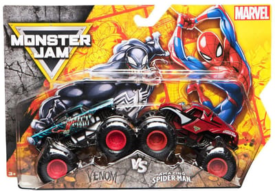 Hot wheels Monster Jam truck 2-pack Marvel Venom & Amazing Spiderman - monstertruck 9 cm schaal 1:64