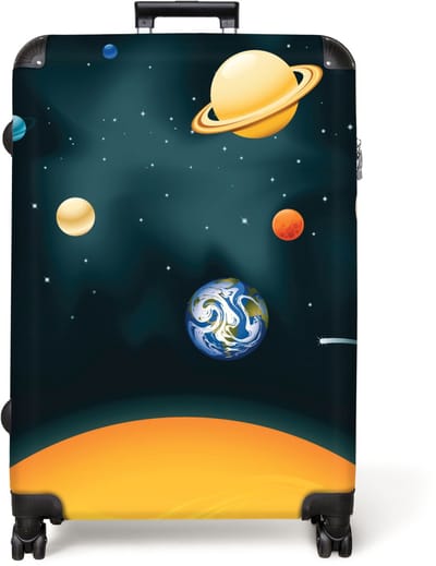 NoBoringSuitcases.com® - Koffer groot - Reiskoffer lichtgewicht - Planeten - Ruimte - Aarde - Kinderen - Rolkoffer met 4 wielen - Grote trolley XL - 98 liter bagage