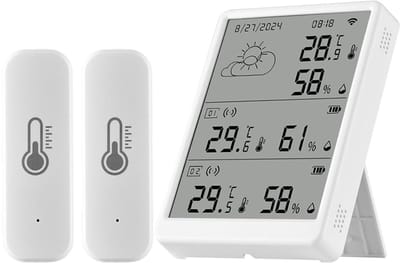 Weerstation - Weerstation binnen en buiten - APP afstandsbediening - 2 Sensors - Spraakbesturing - Vochtigheidssensor