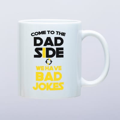 330ml Witte Keramische Mok – Come To The Dad Side, We Have Bad Jokes | Grappige Papa Humor Beker, Leuk Vaderdag Cadeau