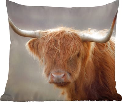 Sierkussens - Kussentjes Woonkamer - 60x60 cm - Schotse Hooglander - Hoorns - Haar