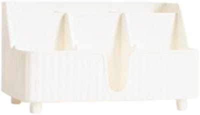 Homla - Diall Badkamer Organiser - Organiser met Vakken - Opbergbak voor Cosmetica en Accessoires - Kunststof Opberger - Aanrecht Organiser - 22 x 10 x 13 cm - Wit