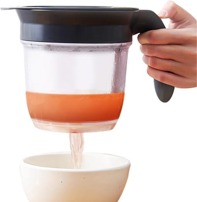 Dubbele Filtratie Vet- en Olieafscheider voor Gezonde Keuken, Huishouden - Sausoliescheider, Oliesoepfilter