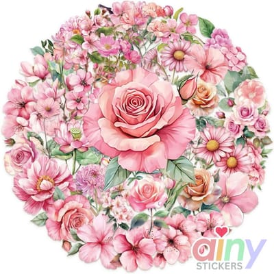 Ainy Elegante Bloemen PET Stickers 50 stuks voor bullet journal, fotoalbum, laptop, telefoon, waterfles en zelfs als muursticker of geschenksticker. Beloningsstickers / knutselen stickervellen voor kinderen en volwassenen | cadeau voor vrouwen