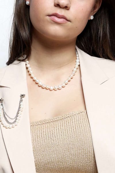PROUD PEARLS® parelketting met witte 9/10mm barok parels 47cm lengte