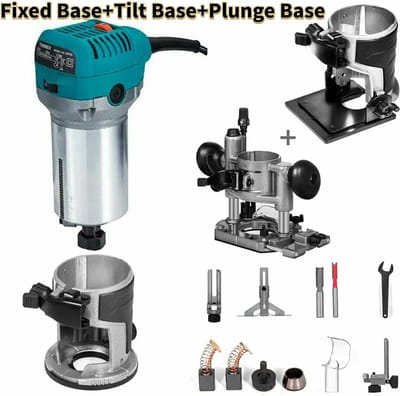 Mygroot -Kantenfrees - Compacte Boven frees - Boven freesmachine - 710 W - Vaste basis Plunge Base Offset Base.