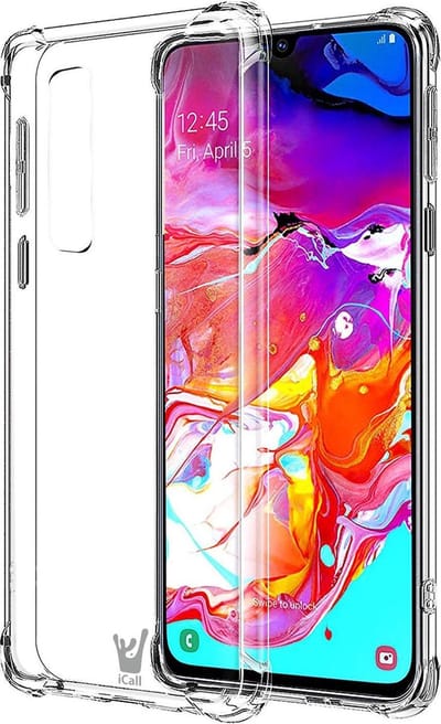 Hoesje geschikt voor Samsung Galaxy A70 - Anti Shock Proof Siliconen Back Cover Case Hoes Transparant