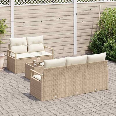 vidaXL - Tuinbank - Set - 6 - st - 5-Aantal - zitplaatsen - Beige - en - Crème